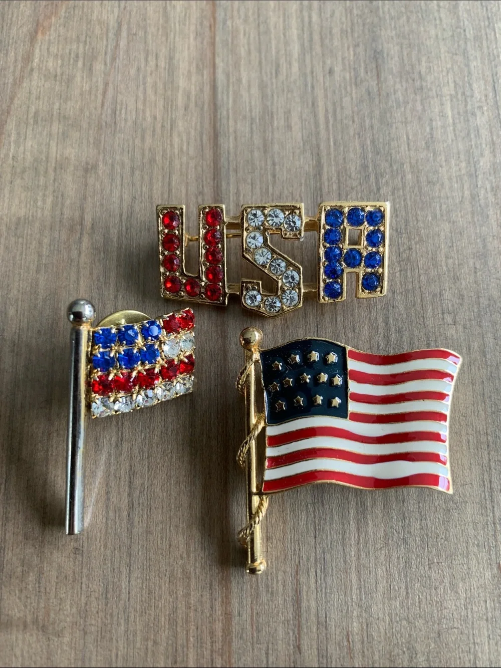 Patriotic USA Flag Pin Trio